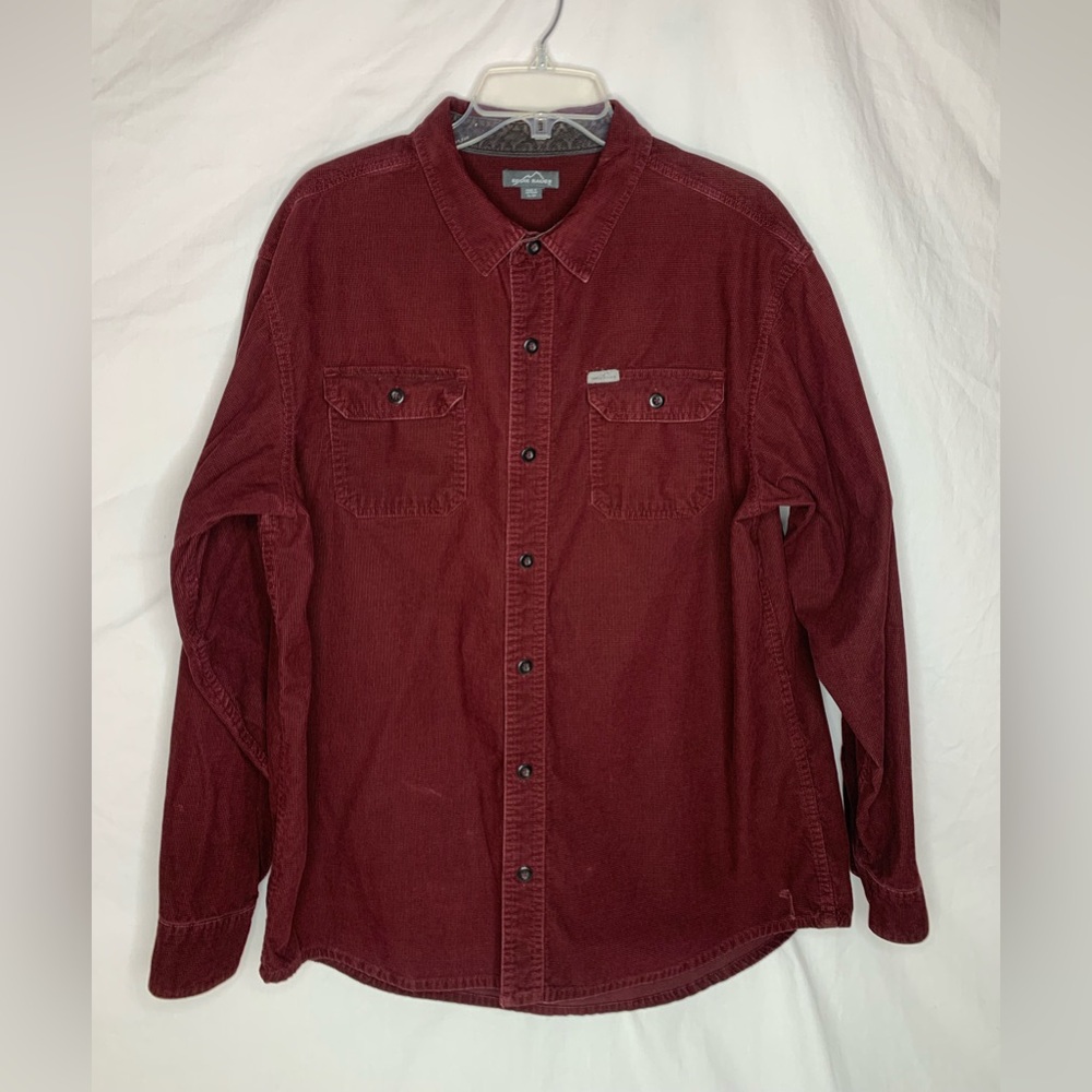 Eddie Bauer men’s long sleeve shirt sizeXL waffled mini corduroy textured